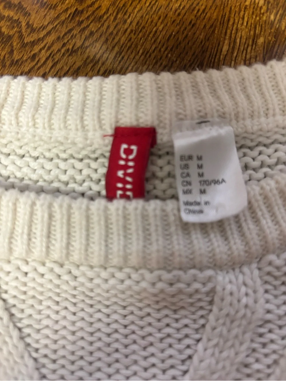 H&M Cream Cable-Knit Crewneck Sweater